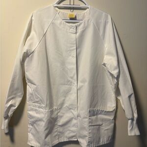 Classic Women's White Scrub Button-Front Jacket
